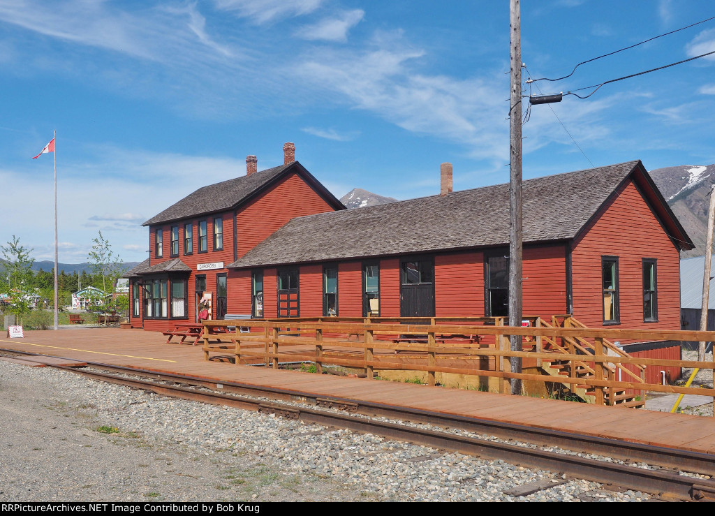 The railroad depot in Carcross, Yukon Territory; still in occasional use for longer excursions.